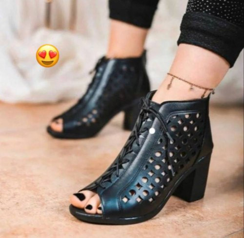 خرید صندل زنانه پاشنه دار 5 سانت لیزری پشت زیپ